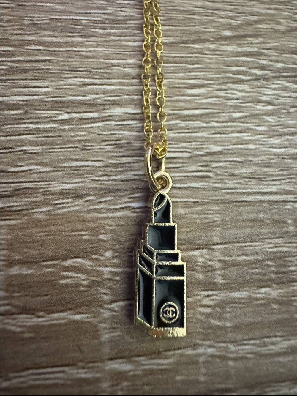 Gold Lipstick Pendant Necklace - CHANEL